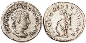 GORDIAN III, Ant, VICTORIA AETERNA, Victory stg l, with shield & captive, Choice VF, well centered & struck, excellent metal with pleasing tone. (Same...