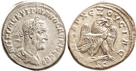 TRAJAN DECIUS, Antioch, Tet, Laureate bust r/Eagle stg r, SC below; EF, obv well centered, rev a hair off-ctr, good lustrous silver. (A Ch. EF brought...