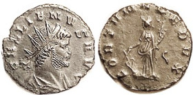 GALLIENUS, Ant, FORTVNA REDVX, Fortuna stg l; AEF, centered, sl lgnd crowding, dark brown, decently struck for these with well-detailed portrait & For...
