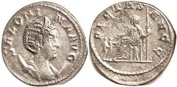 SALONINA, Ant, PIETAS AVGG, Pietas std l, 2 little kids; Nice VF, rev sl off-ctr...