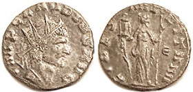 CLAUDIUS II, Ant, FIDES MILITVM, Fides stg w/standard & long spear (very rare with the latter, normally it's 2 standards; this is actually a mule with...