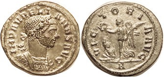 AURELIAN, Denarius, VICTORIA AVG, Victory adv l, captive, A; Choice EF, perfectl...