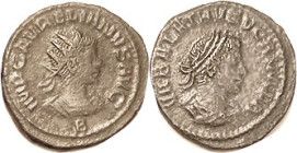 AURELIAN & VABALATHUS, Ant, Vab Bust r/Aurelian Bust r, B below; VF/F-VF, nrly centered, dark greenish patina, very sl roughness, two strong portraits...