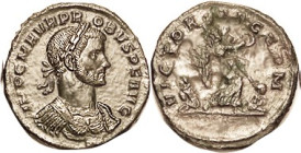 PROBUS, As (or Medallion), Laur head r/VICTORIA GERM, Victory adv r, 2 captives, RIC 299; EF/F, well centered, obv very nice with mostly smooth dark g...
