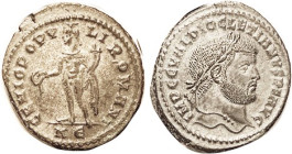 DIOCLETIAN, Follis, GENIO POPVLI ROMANI, Genius stg l, KE, Nice EF, well centered & struck, grey-green tone with underlying silverng. (A VF-EF brought...