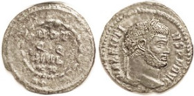 MAXENTIUS, 1/4 Follis, 17 mm, VOT QQ MVL XX in wreath, VF+/VF, full lgnds, greenish-brown patina, hint of graininess but glossy, well detailed portrai...