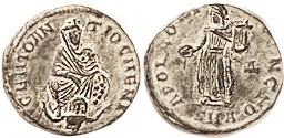 ANONYMOUS ("Anti-Christian" issue), Æ3, GENIO ANTIOCHENI, Genius of Antioch facg, River God swimming below/APOLLONI SANCTO, Apollo stg l, Delta/ SMA; ...