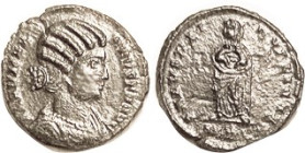 FAUSTA, Æ3, SALVS REIPVBLICAE, Fausta stg l, with babies, VF, glossy dark patina, with roughness, slight on obv, serious on rev, mintmk unclear; portr...
