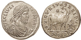 JULIAN, Æ1, SECVRITAS REIPVB, bull stg r, eagle on wreath at rt, SCONST•; EF, well centered & struck, dark greenish patina, good surfaces; almost unno...
