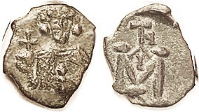 JUSTINIAN II, 1st reign, Follis, S1296, Facg bust/Large M, Syracuse, VF, unround...