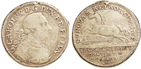 GERMANY, Brunswick-Wolfenbuttel, 1/3 Taler, 1768-IDB, Bust r/horse, AF, tiny top mount trace.