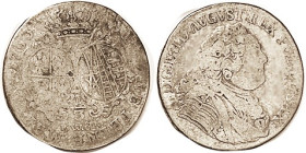 GERMANY, SAXONY, 1/3 Taler, 1763, Bust r/2 shields etc, overall G, some lgnd wkness, portrait with near F detail; KM958, one year type.
