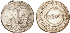 HAITI, 25 Centimes An 12 (1815), Tree & cannons etc, VF, quite decent for this. Ex Almanzar, Arthur Phillips Collection 1977. (A VF+ brought $156, iNu...