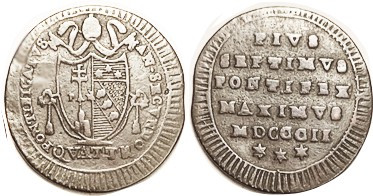 ITALY, Papal States, Quattrino 1802, F.