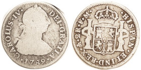MEXICO, 2 Reales, 1789FM, Charles IV, Nice strong VG.