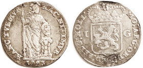 NETHERLANDS, Holland Gulden 1793, VF, obv quite nice, rev has mount marks at top & bottom.