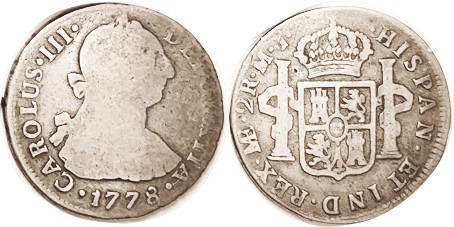 PERU, 2 Reales 1778-MI, obv lgnd wk at rt, otherwise a perfectly nice VG.