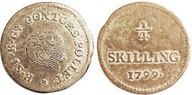 SWEDEN, 1/4 Skilling 1799 decent AVF.