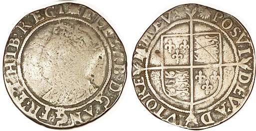 Elizabeth I, 1558-1603, Shilling, mm escallop, S2577; G-VG/VG-F, full lgnds, few...