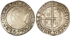 Elizabeth I, 1558-1603, Shilling, mm escallop, S2577; G-VG/VG-F, full lgnds, few small surface marks, deeply toned, portrait dimly visible. (A G+ with...