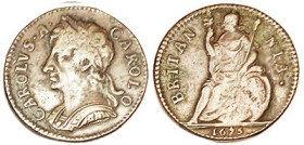 Charles II, Farthing, 1675, Nice strong F/AVF, deep brown. (A F brought $68, Spink 9/22.)