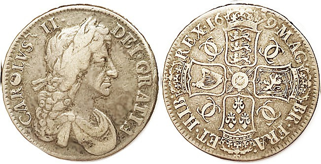 Charles II, Crown, 1679, 4th Bust, AVF, toned & nice. Ex my collec. (A NVF broug...