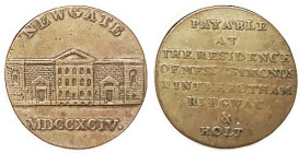 Conder Token, Middlesex, 1/2d 1794, Newgate, D&H 392; View of Prison/ Lgnd, Nice VF.