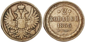 2 Kop 1855-BM, VG-F.