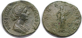 Römische Münzen, MÜNZEN DER RÖMISCHEN KAISERZEIT. Faustina II. As 161-176 n. Chr. (24,41 g. 31 mm) Vs.: FAVSTINA AVGVSTA, drapierte Büste r. Rs.: DIAN...