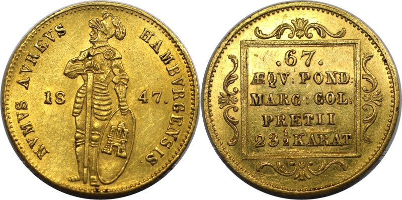 Altdeutsche Münzen und Medaillen, HAMBURG, Stadt. Dukat 1847, Hamburg. Gold. 3,4...