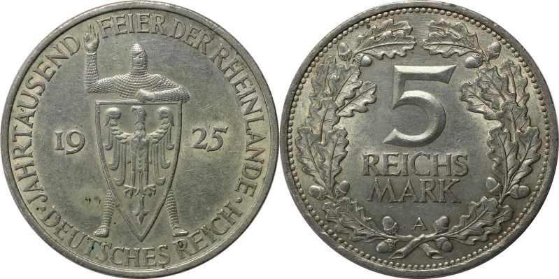 Deutsche Münzen und Medaillen ab 1871, WEIMARER REPUBLIK. 5 Reichsmark 1925 A, a...