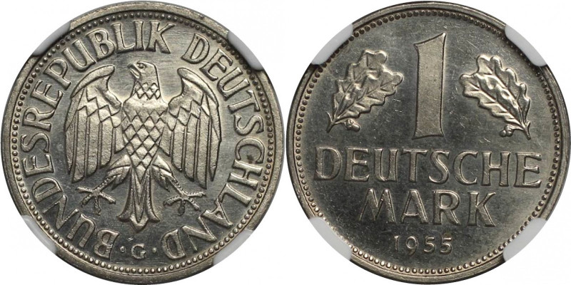 Deutsche Münzen und Medaillen ab 1945, BUNDESREPUBLIK DEUTSCHLAND. 1 Mark 1955 G...