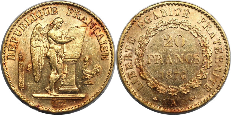 Europäische Münzen und Medaillen, Frankreich / France. 20 Francs 1876 A. Gold. K...