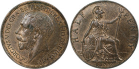 Europäische Münzen und Medaillen, Großbritannien / Vereinigtes Königreich / UK / United Kingdom. George V. (1910-1936). 1/2 Penny 1923, Bronze. KM 809...