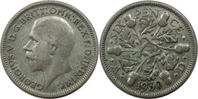 Europäische Münzen und Medaillen, Großbritannien / Vereinigtes Königreich / UK / United Kingdom. George V. (1910-1936). 6 Pence (Sixpence) 1930, Silbe...