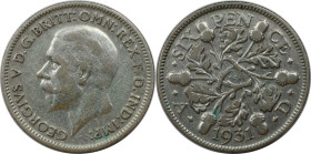 Europäische Münzen und Medaillen, Großbritannien / Vereinigtes Königreich / UK / United Kingdom. George V. (1910-1936). 6 Pence (Sixpence) 1931, Silbe...