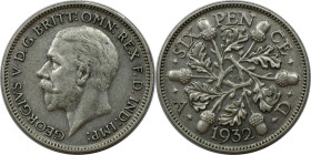 Europäische Münzen und Medaillen, Großbritannien / Vereinigtes Königreich / UK / United Kingdom. George V. (1910-1936). 6 Pence (Sixpence) 1932, Silbe...