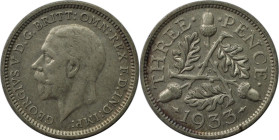 Europäische Münzen und Medaillen, Großbritannien / Vereinigtes Königreich / UK / United Kingdom. George V. (1910-1936). 3 Pence 1933, Silber. KM 831. ...