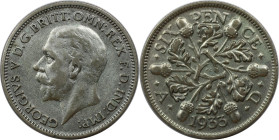 Europäische Münzen und Medaillen, Großbritannien / Vereinigtes Königreich / UK / United Kingdom. George V. (1910-1936). 6 Pence (Sixpence) 1933, Silbe...