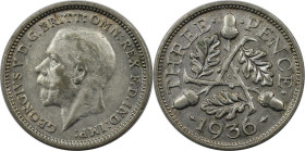 Europäische Münzen und Medaillen, Großbritannien / Vereinigtes Königreich / UK / United Kingdom. George V. (1910-1936). 3 Pence 1936, Silber. KM 831. ...