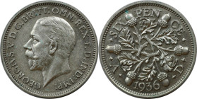 Europäische Münzen und Medaillen, Großbritannien / Vereinigtes Königreich / UK / United Kingdom. George V. (1910-1936). 6 Pence (Sixpence) 1936, Silbe...