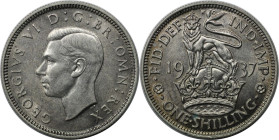 Europäische Münzen und Medaillen, Großbritannien / Vereinigtes Königreich / UK / United Kingdom. George VI. (1936-1952). 1 Shilling 1937, Silber. KM 8...