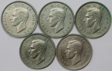 Europäische Münzen und Medaillen, Großbritannien / Vereinigtes Königreich / UK / United Kingdom, Lots und Sammlungen. George VI. 5 x Shilling 1947-194...