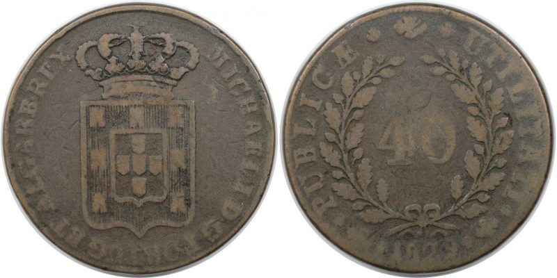 Europäische Münzen und Medaillen, Portugal. Miguel I. 40 Reis 1829. Bronze. KM 3...