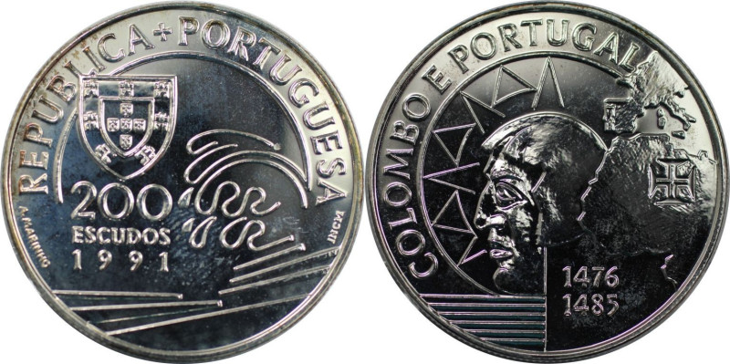 Europäische Münzen und Medaillen, Portugal. Christoph Kolumbus. 200 Escudos 1991...