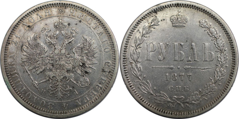 Russische Münzen und Medaillen, Alexander II. (1854-1881). 1 Rubel 1877 SPB NI. ...