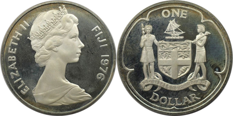 Weltmünzen und Medaillen, Fidschi / Fiji. Elizabeth II. 1 Dollar 1976. 28,28 g. ...