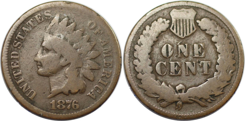 Weltmünzen und Medaillen, Vereinigte Staaten / USA / United States. 1 Cent 1876....