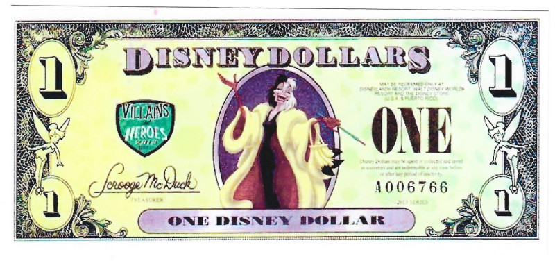 Banknoten, Fantasy Spielgeld / Fantasy play money. Serie: Helden aus Disneyland....