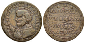 Stato Pontificio - Gubbio - Pio VI, Braschi (1775-1799) - Due Baiocchi e mezzo o Sampietrino 1796 - Muntoni 352 - Rara - Cu - gr. 16,32

BB/MB

SP...
